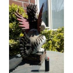 Vruchtbaarheids draak Balie Indonesië houten beeld 45cm hoog