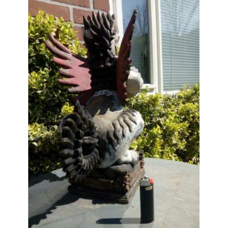 Vruchtbaarheids draak Balie Indonesië houten beeld 45cm hoog