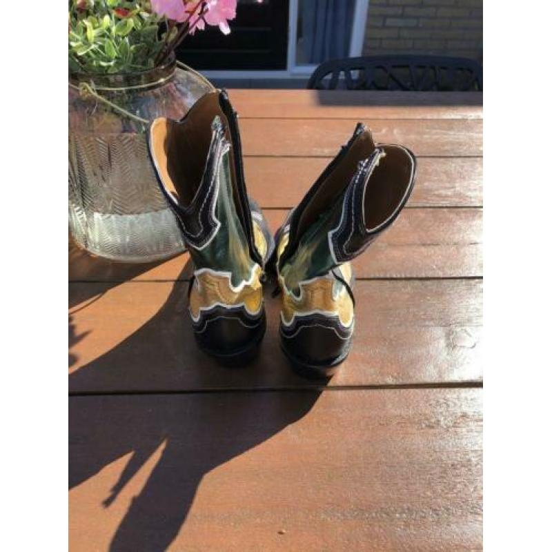 Zara cowboylaars mt 36 zwart groen goud