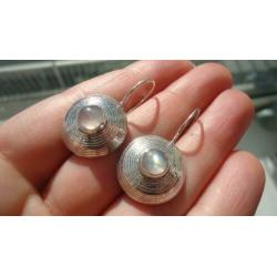 925 zilver / zilveren design oorbellen met maansteen Vanoli