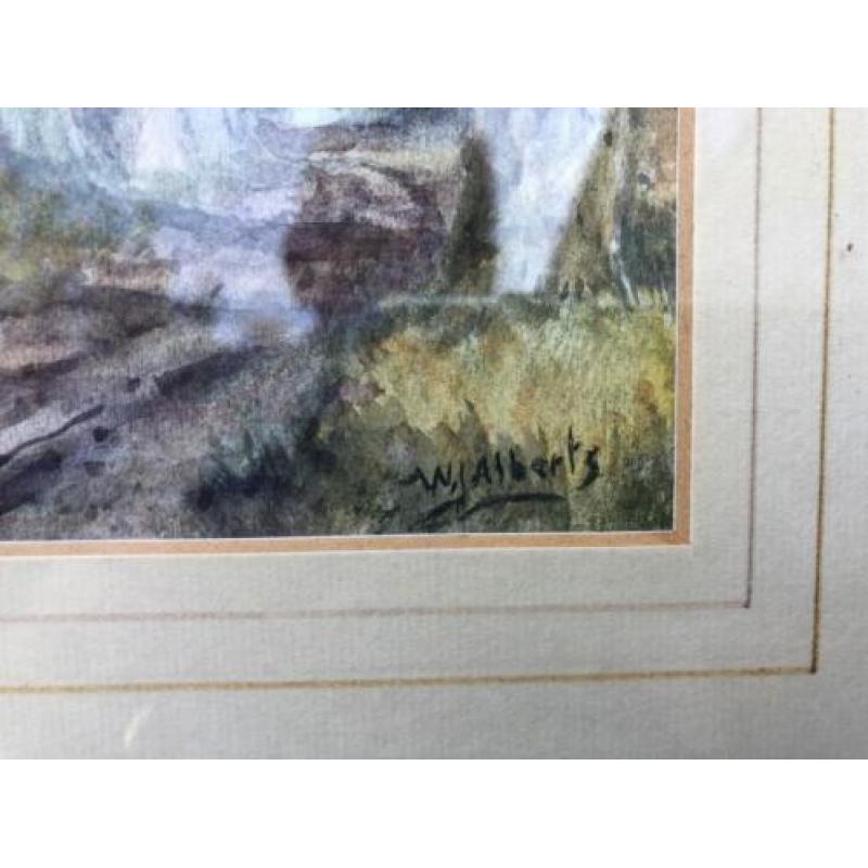 Boerenlandschap met weg en koeien door W.J. Alberts