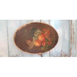 Antiek olieverf schilderij,olieverf op paneel,fruit,brocante