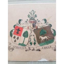 Familiewapen Acronius Crans A.G. Acronius ingelijst Bandoeng