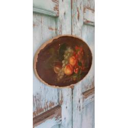 Antiek olieverf schilderij,olieverf op paneel,fruit,brocante
