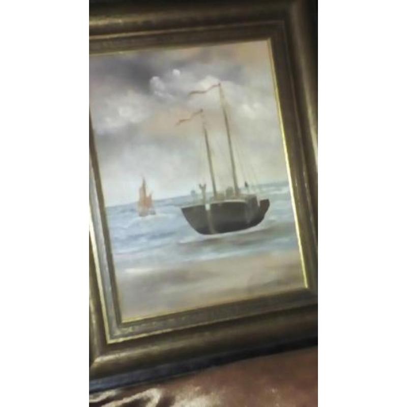 Schilderij van Katwijkse bomschuit
