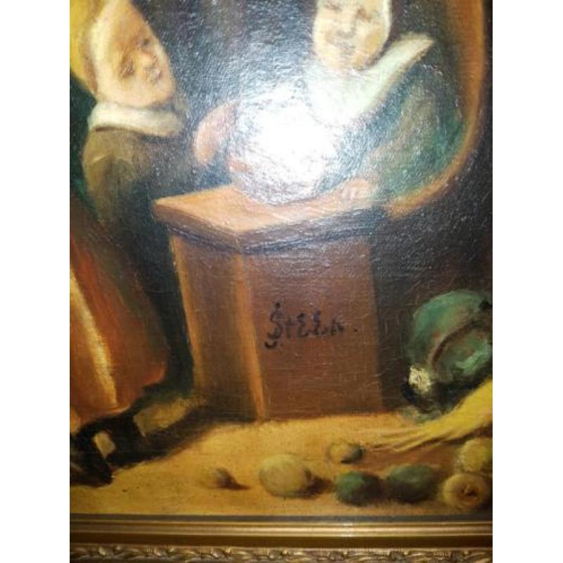 antiek mooi gesigneerd jan havick steen olieverf schilderij