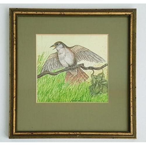 theo schildkamp aquarel vogel mus gesigneerd. kunst schilder