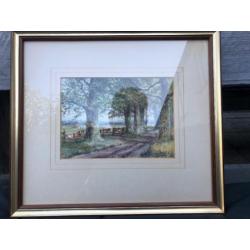 Boerenlandschap met weg en koeien door W.J. Alberts