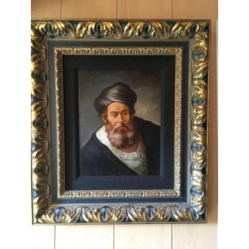 Olieverf schilderij van man met baard.