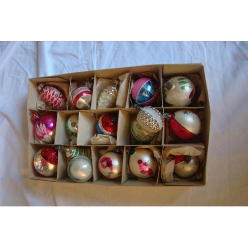 Partij van 18 mooie oude antieke kerstballen kerst