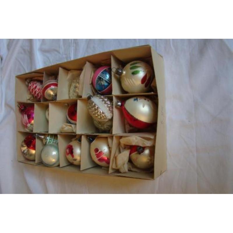 Partij van 18 mooie oude antieke kerstballen kerst