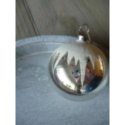Brocante kerstbal sneeuw punten, 10