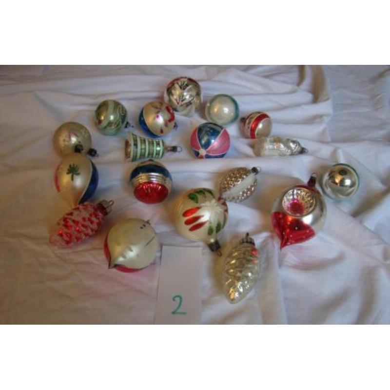 Partij van 18 mooie oude antieke kerstballen kerst