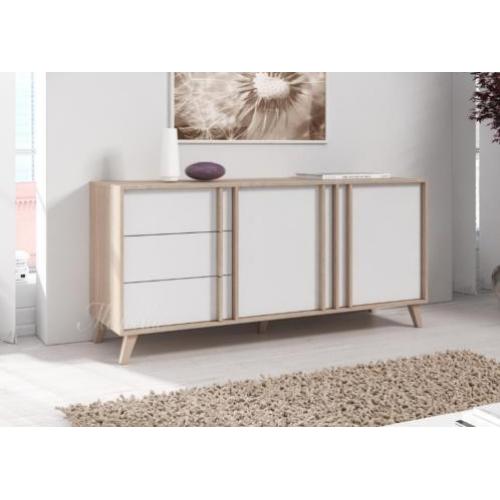 Mira dressoir | 165 cm breed | Eiken met wit of grijs lades