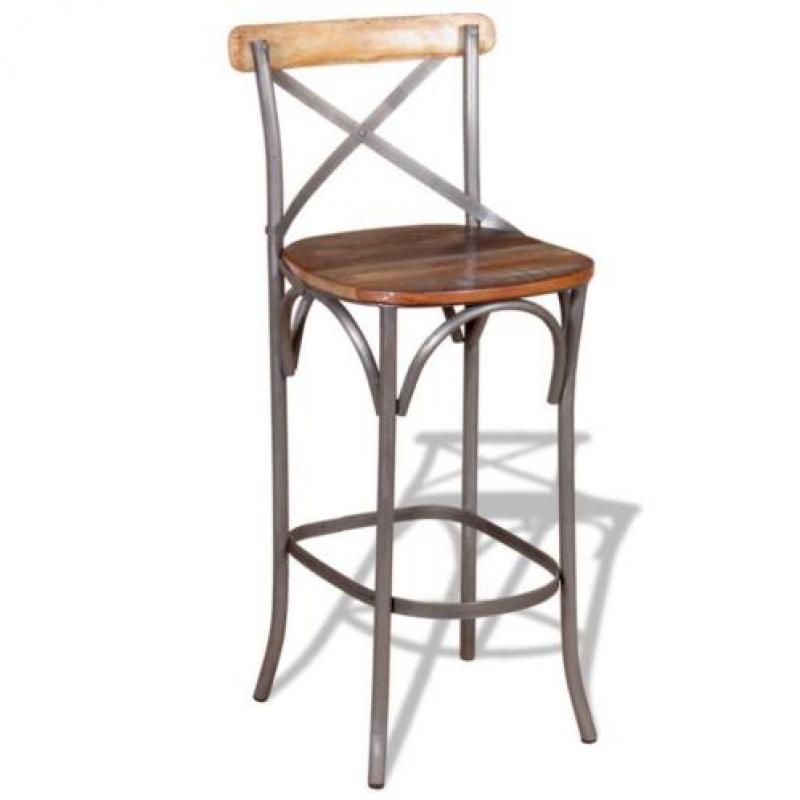 vidaXL Barkruk 45x45x110 cm massief gerecycled hout