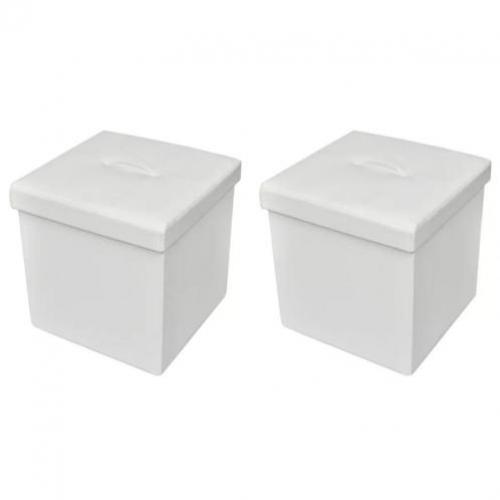 vidaXL Opvouwbare poef (wit, set van 2)