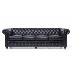 Chesterfield in rundleer, voet- , Banken en poefen