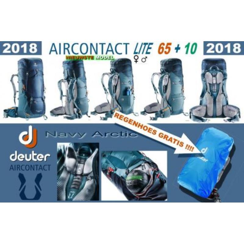Nieuwste Model 2018 Deuter Aircontact LITE 65+10 Navy Arctic