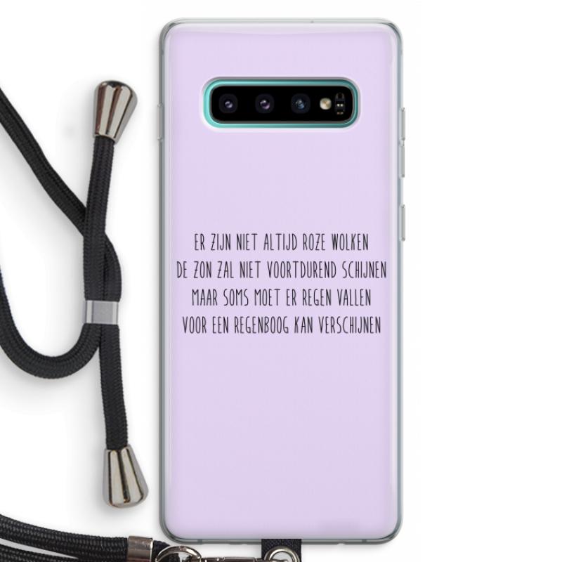 Regenboog: Samsung Galaxy S10 Plus Transparant Hoesje met koord
