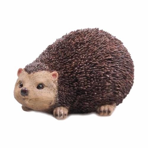 Tuin decoratie beeldje - egel - bruin - 22 x 13 cm - polystone - dier